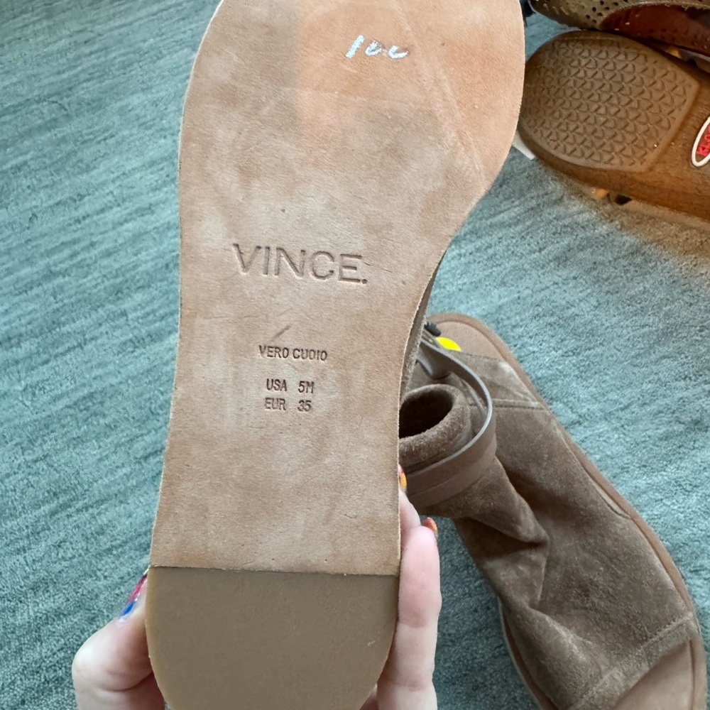 Vince Tan Suede Women's Sandals - Picture 4 of 6